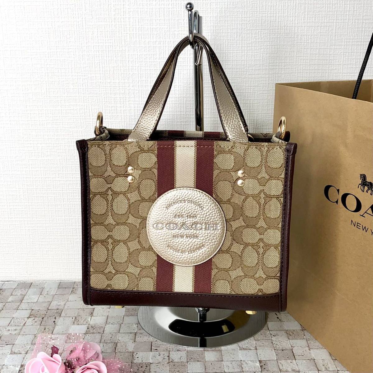 ☆新品☆COACH ハンドバッグ ショルダー 丸ロゴ 水色（小