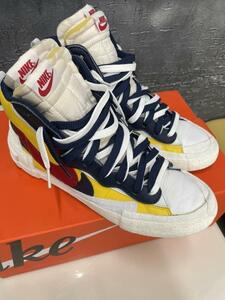 27.5ｃｍ 美品 sacai × Nike Blazer Mid Yellow/Navy サカイ × ナイキ ブレーザー ミッド イエロー/ネイビー