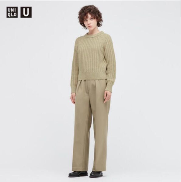 UNIQLO U ローゲージクールネックセーター　カーキ