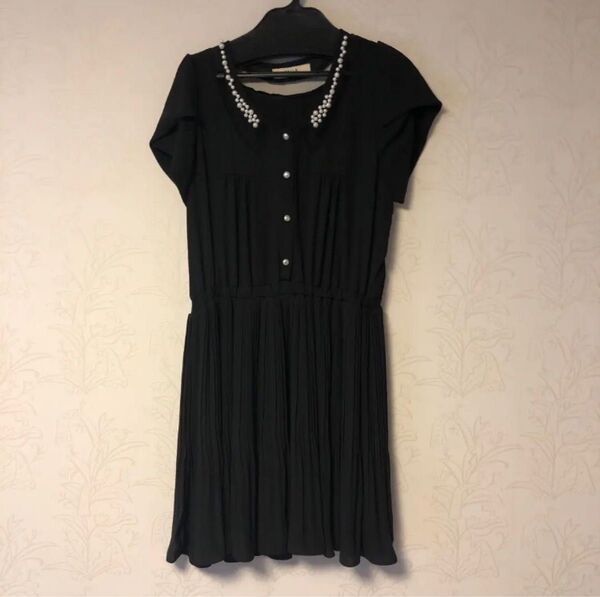 1回着 MIIA ミーア シフォンワンピース 黒