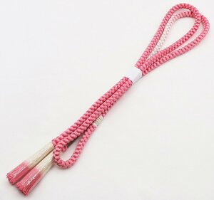振袖用帯締め 正絹 ピンク 白色暈し 編み hu456新品 成人式 ふりそで シルク オールシーズン 送料無料