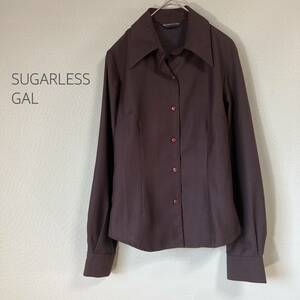 ◎SUGARLESS GAL シュガーレスギャル スキッパーシャツ長袖シャツ 茶 レディース サイズ9R オフィスコーデ