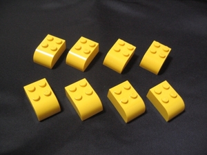 凸レゴ凸　%6215　2x3片側カーブブロック（黄）　8個