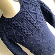 アテナ デザイン ハンドニット フィッシャーマン セーター アイルランド アイリッシュ ネイビー Athena Designs Hand Knit Irish Sweater_画像1