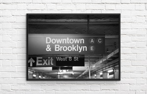 インテリアポスター アメリカン ニューヨーク サインボード モノクロ 地下鉄 サブウェイ Subway A3サイズ as2