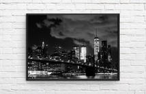 【フレーム付-黒-】インテリアポスター アメリカン ニューヨークの景色 モノクローム New York View A3サイズ as1_画像1