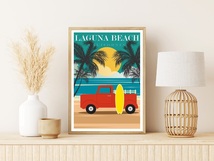 インテリアポスター アメリカン カリフォルニア イメージアート ラグナビーチ LAGUNA California A3サイズ as4_画像2