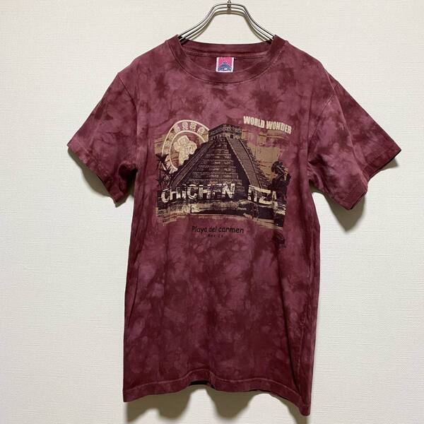アメリカ古着 チチェン・イツァ メキシコ タイダイ染め 半袖Tシャツ コットン Sサイズ【F197】