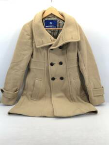 □ バーバリー ブルーレーベル 羊毛 アンゴラ ロング コート ノバチェック スタンドハイネック レディース BURBERRY BLUE LABEL □