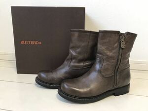 美品　定価：６万円位★BUTTERO(ブッテロ)　B5340 ペコスショートジップブーツ★size37 カーキグレー