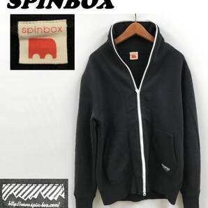 SPINBOX ブラック ジップパーカー カジュアル メンズ レディース ホワイトジップ 羽織り アウトドア キャンプ 黒 スピンボックス