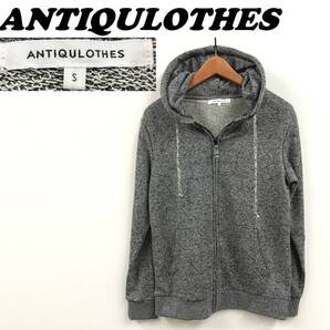 /S/ ANTIQULOTHES パーカー BLACK ブラック 飛び裏毛 ZIP ジップ リブ レディース ユニセックス メンズ アンティクローズ 定番