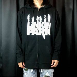 新品 大きい オーバー サイズ XXL XXXL 対応 リンキンパーク LINKIN PARK ロゴ シルエット ジップアップ ビッグ パーカー Tシャツ ロンT 可