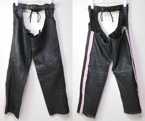  old clothes * leather chaps L belt length 98x outside 98x inside side 76.5xwatali29x hem .22.5 centimeter hook breaking 1 place * scratch is dirty xwp