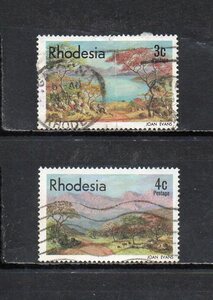 17A174 low tesia1977 year low tesia. landscape painting 3c,4c 2 kind used 