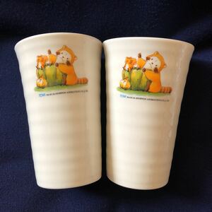  ultra rare not for sale Rascal the Raccoon ceramics tumbler teacup 2 piece set Tachikichi higashi peace Bank Novelty 