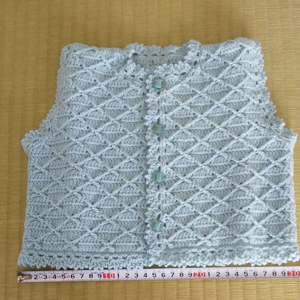 新品●ハマナカ毛糸かわいい赤ちゃん使用●かぎ針編み ベビーベスト●ブルー