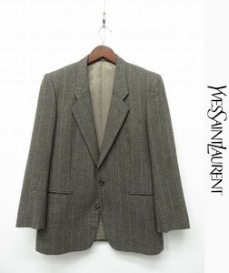 E221/ прекрасный товар yves saint laurent homme твид tailored jacket полоса 2. кнопка общий обратная сторона no- отдушина M~L серый бежевый осень-зима 