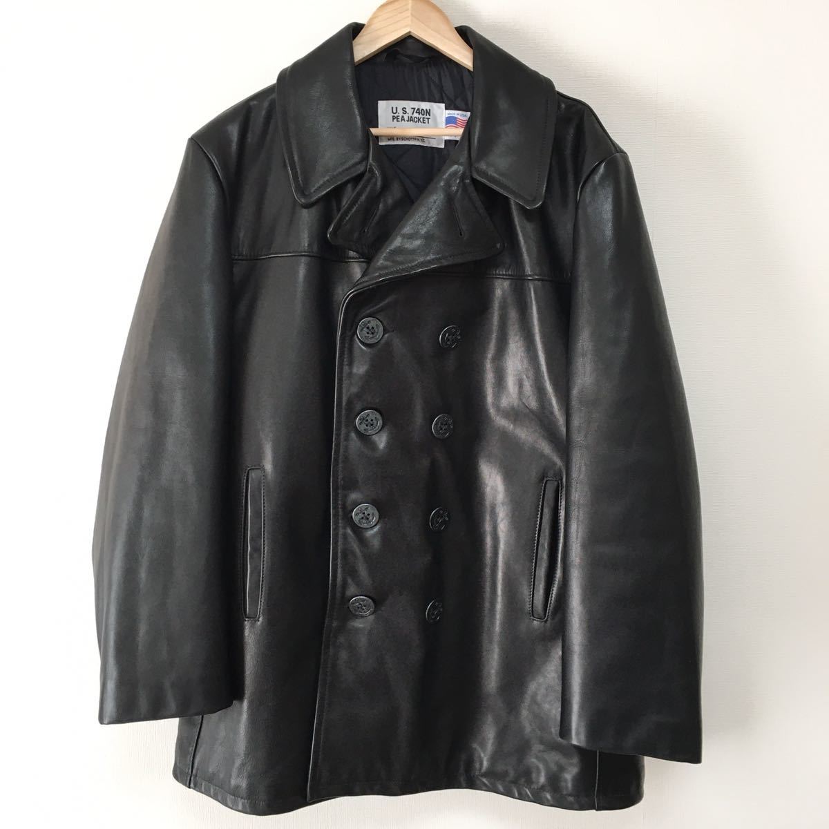 Schott☆美品 42 米国製 XL シングルライダース ブラック 襟