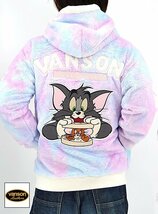 vanson×TOM＆JERRYコラボ ファージップジャケット◆vanson タイダイMサイズ TJV-2244 バンソン ヴァンソン トムとジェリー 刺繍_画像1