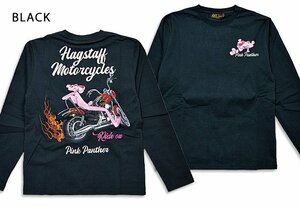 ピンクパンサー×フラッグスタッフ ロングTシャツ◆Flagstaff ブラックＭサイズ 424000 フラッグスタッフ 刺繍 長袖 ロンT 豹