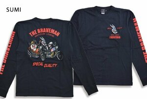 BR×LOONEYコラボ 天竺ロングTシャツ◆The BRAVE-MAN スミクロXXLサイズ LTB-2201 ブレイブマン 刺繍 長袖 ルーニーチューンズ