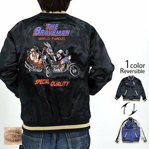 BR×LOONEYコラボ リバーシブルスカジャン◆The BRAVE-MAN ブラックXXLサイズ LTB-2210 ブレイブマン バッグスバニー スーベニアジャケット