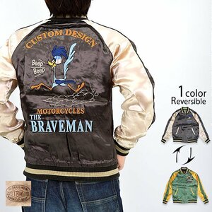 BR×LOONEYコラボ リバーシブルスカジャン◆The BRAVE-MAN チャコールMサイズ LTB-2211 ブレイブマン ロードランナー スーベニアジャケット