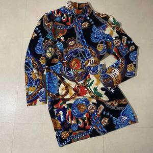 KENZO JUNGLE ケンゾー ワンピース 総柄 長袖 ストレッチ素材 ポリウレタン11％ MADE IN ITALY【M】