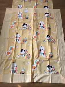  unused goods 85×350 centimeter Showa Retro dog .. cloth Vintage sheet remake cloth baby futon cover birth preparation hand made beautiful goods!