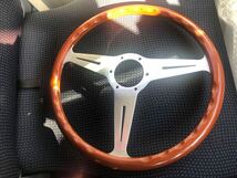 【良品 希少 レア物】ナルディ クラシック φ36.5 NARDI ウッド ポリッシュ シルバー 旧車 当時物 36 37φ No.582_画像4