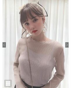 GRL 楊柳シフォントップス　L グレージュ