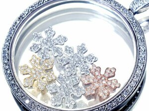 【ジュエリー極】雪の結晶を閉じ込めた！天然ダイヤモンド総計1.55ct 超高級K18WG＆K18YG＆K18PGペンダント h5390irv【送料無料】