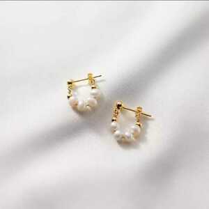 P55 earrings Korea lady's Gold pearl small .. stylish present 