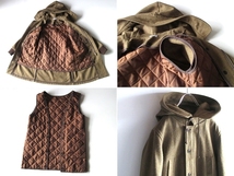 ポーランド製 ARMEN アーメン MELTON HOODED COAT エコダウンライナー付 袖リブ ウールメルトン ダブルジップ モッズコート FREE カーキ_画像8