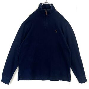 POLO ポロ ラルフローレン 1/4ジップ コットンニット ネイビー