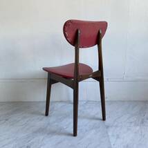 昭和レトロ ビンテージ ダイニングチェア 木製椅子 赤 合皮 木製 ヴィンテージ 椅子 レトロ 中古 カフェ_画像6
