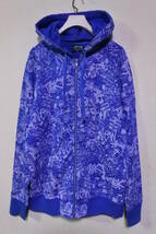 STUSSY WORLD TOUR Graffiti Hoodie size M ワールドツアー ペイント スウェット パーカー 総柄 ブルー_画像1