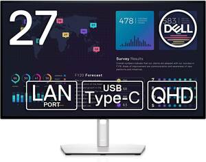 【新品・長期保証】Dell U2722DE 27インチ USB-Cハブモニター QHD2560ｘ1440/IPS非光沢/USB-C・DP・HDMI/縦横回転・高さ調整/ｓRGB100%/LAN