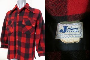 ヴィンテージ Julmor AC SHIRT WOOL Plaid Shirt シャツジャケット バッファローチェック 赤黒 レッド ブラック 送料無料 