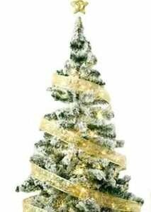 クリスマスツリー ライト リボン 1m ゴールド 飾り 金 LED イルミネーション 電池式 ツリー 撮影小物 電飾 【七色工房】 (ゴールド,