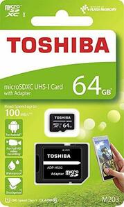 Toshiba 64GB Micro SDメモリーカード M203 SDXC UHS1 U1 Class10 SDアダプター付き