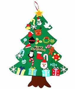 Kuroobaa クリスマス 飾り 壁掛け フェルトクリスマスツリー オーナメント33個入りセット 部屋 クリスマス 壁掛け 飾り 玄関 クリスマス
