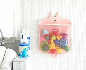 【ぴぴっと】 お風呂 おもちゃ すっきり収納 子供 アニマル 吸盤 壁掛け 水切りネット (ピンク)