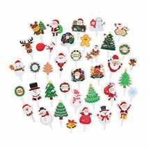 Lanito カップケーキトッパー クリスマス かわいい ケーキデコレーション 74本 果物/お菓子/お弁当用 パーティグッズ Merry Christmas飾り_画像1