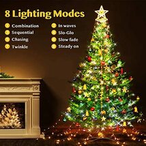 LED ソーラー イルミネーション ライト 電飾 クリスマス 飾り 3.5M 350個LED 8モード ライト ソーラー カーテンライト_画像6