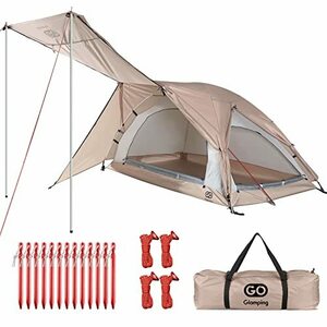 GOGlamping テント 1人用 2人用 ツーリングドーム 【アルミポール付属+独創な展望窓設計】ソロテント 軽量 コンパクト 二重層 前室