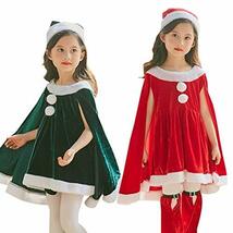 サンタ コスプレ 子供 女の子 かわいい ポンチョ マント 帽子 サンタクロース 赤 緑 サンタ服 ふわふわ キッズ クリスマス コスチューム_画像1