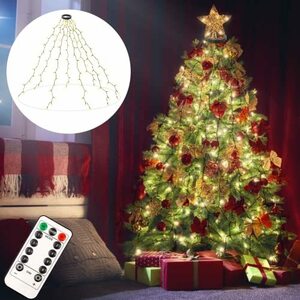 イルミネーションライト クリスマスツリー飾りライト 2M 8本 280球 8パターン USB式 メモリー機能 防水 高輝度 LED電飾 クリスマス