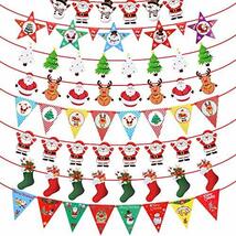 eZAKKA クリスマスガーランド 8本入 サンタクロース 靴下 クリスマスツリー 星 三角 雪だるま トナカイ 装飾品 クリスマス飾り パーティー_画像1